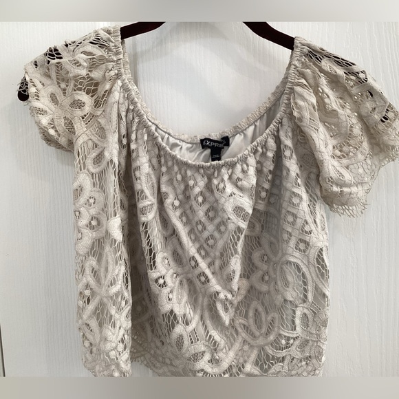 Express Tops - Express Beige Lace Blouse